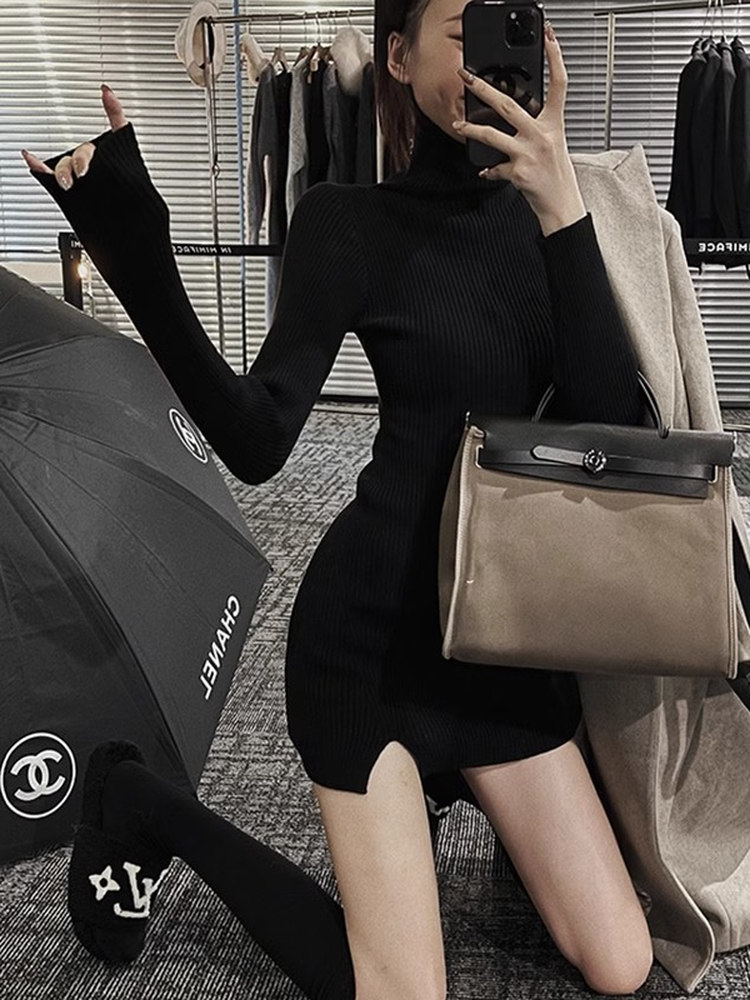 Women Bodycon Mini Knit Dress  - Bodycon Long Sleeve Ribbed Dress recension och pris