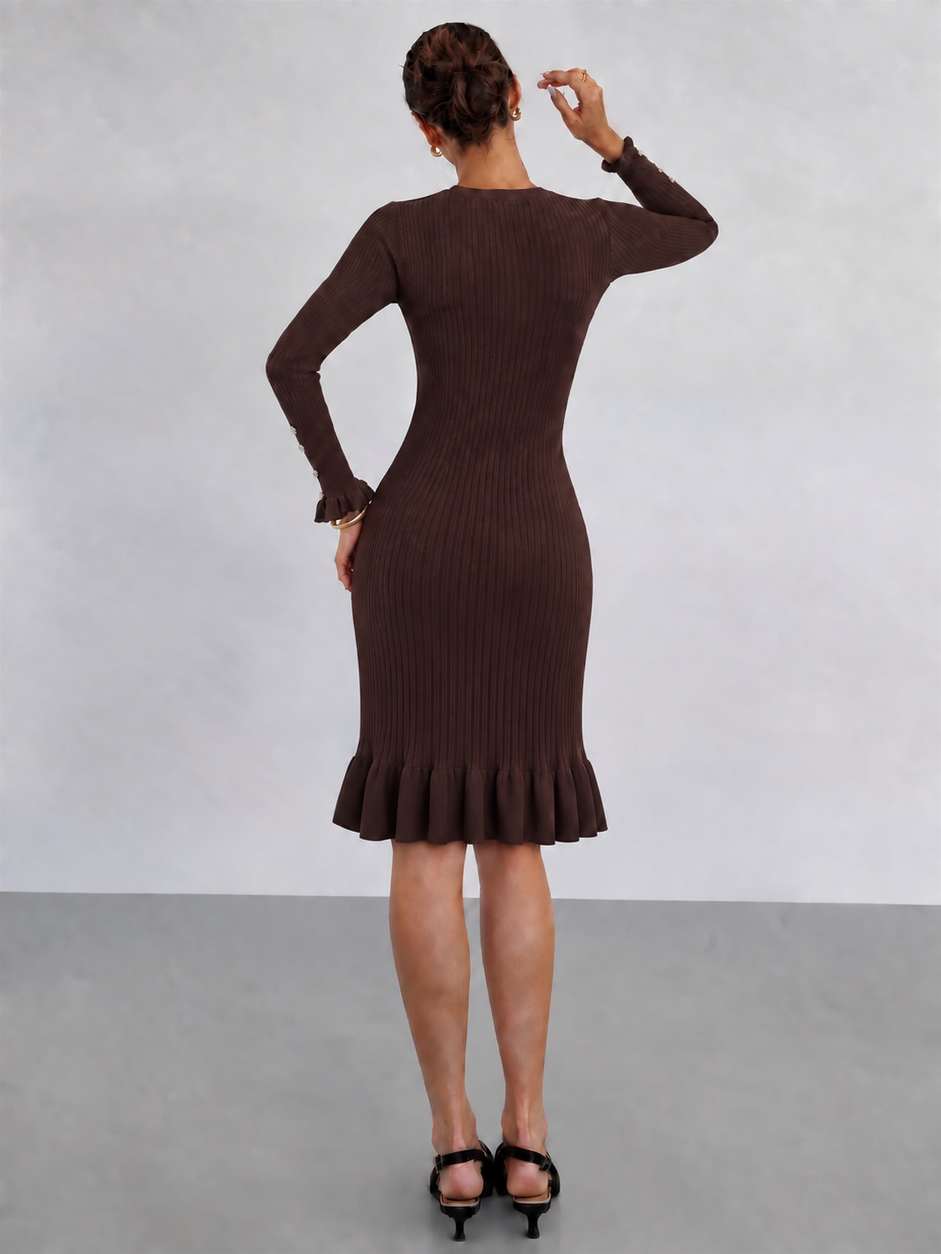 Elegant Bodycon Knit Dress Wom - Bodycon Long Sleeve Ribbed Dress recension och pris