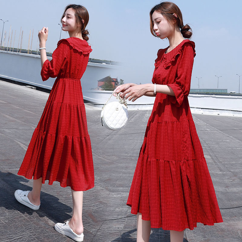 Midi Fashion Elegant 2025 Puff - French Vintage Floral Midi Dress recension och pris