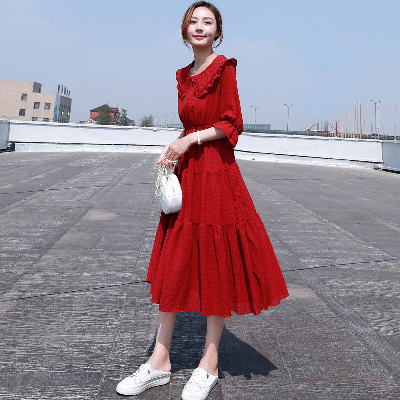 Midi Fashion Elegant 2025 Puff - French Vintage Floral Midi Dress recension och pris