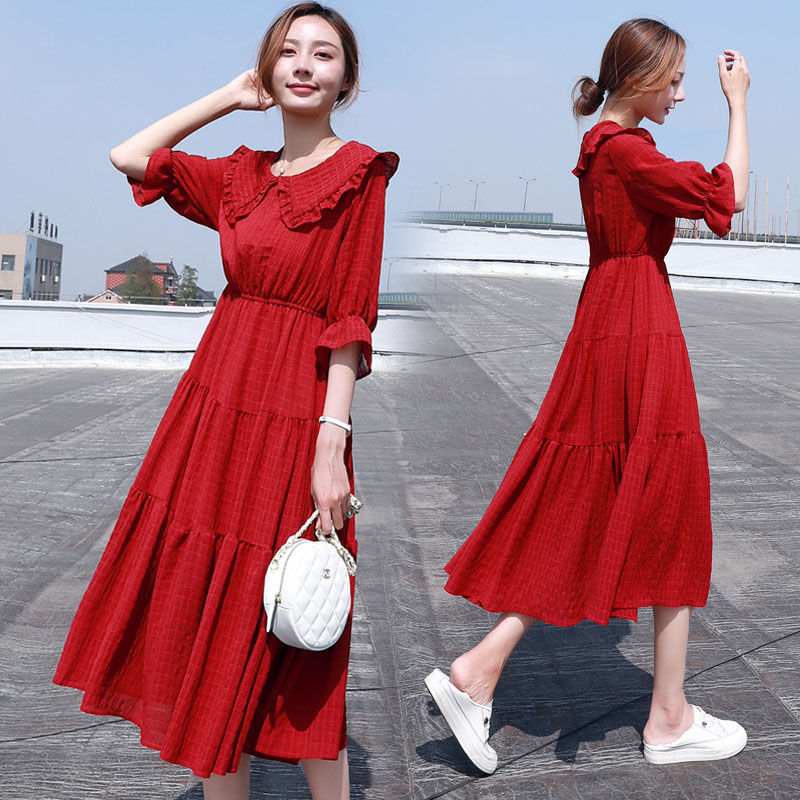 Midi Fashion Elegant 2025 Puff - French Vintage Floral Midi Dress recension och pris