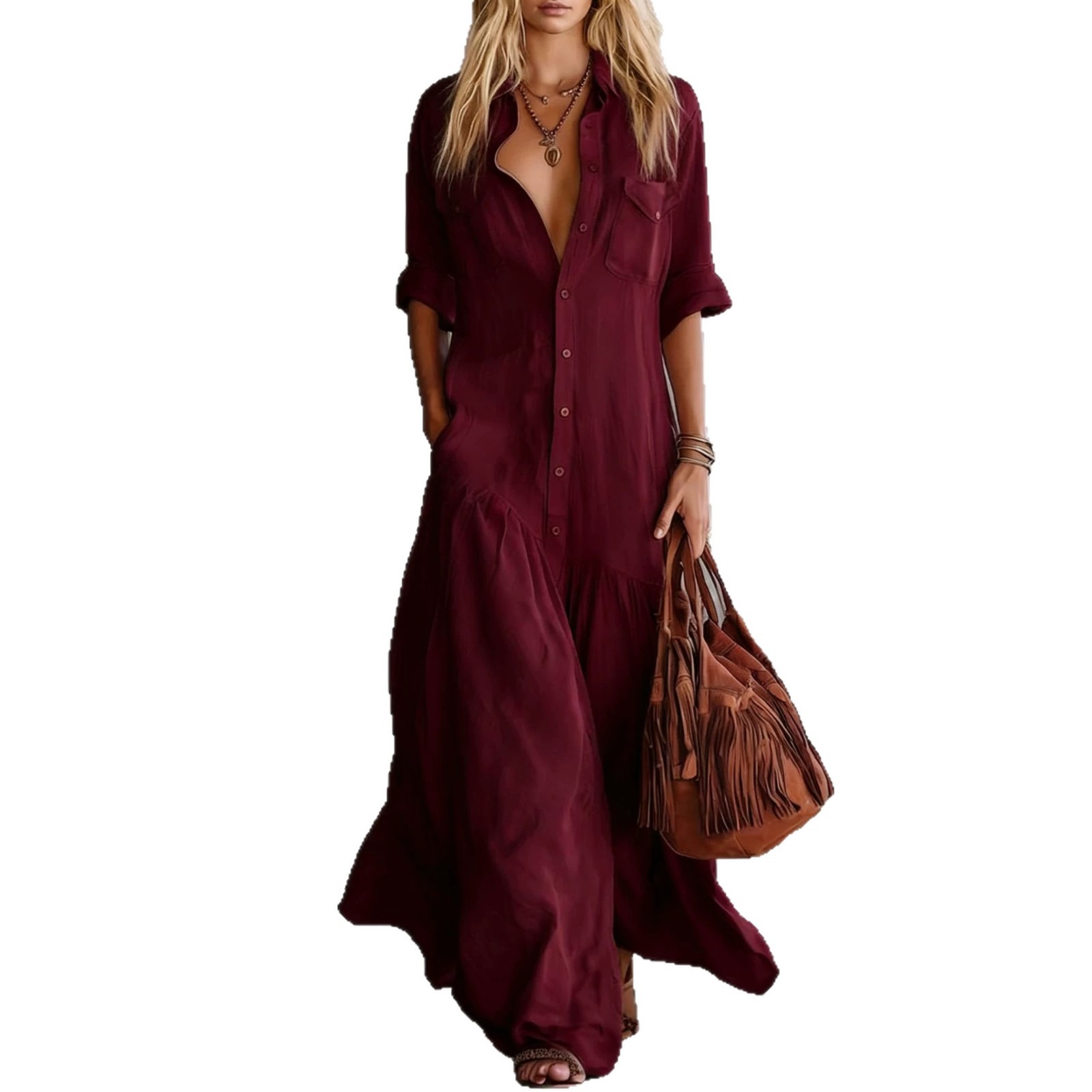 2026 Women's Summer Cotton Lin - Casual Loose Linen Shirt Dress recension och pris