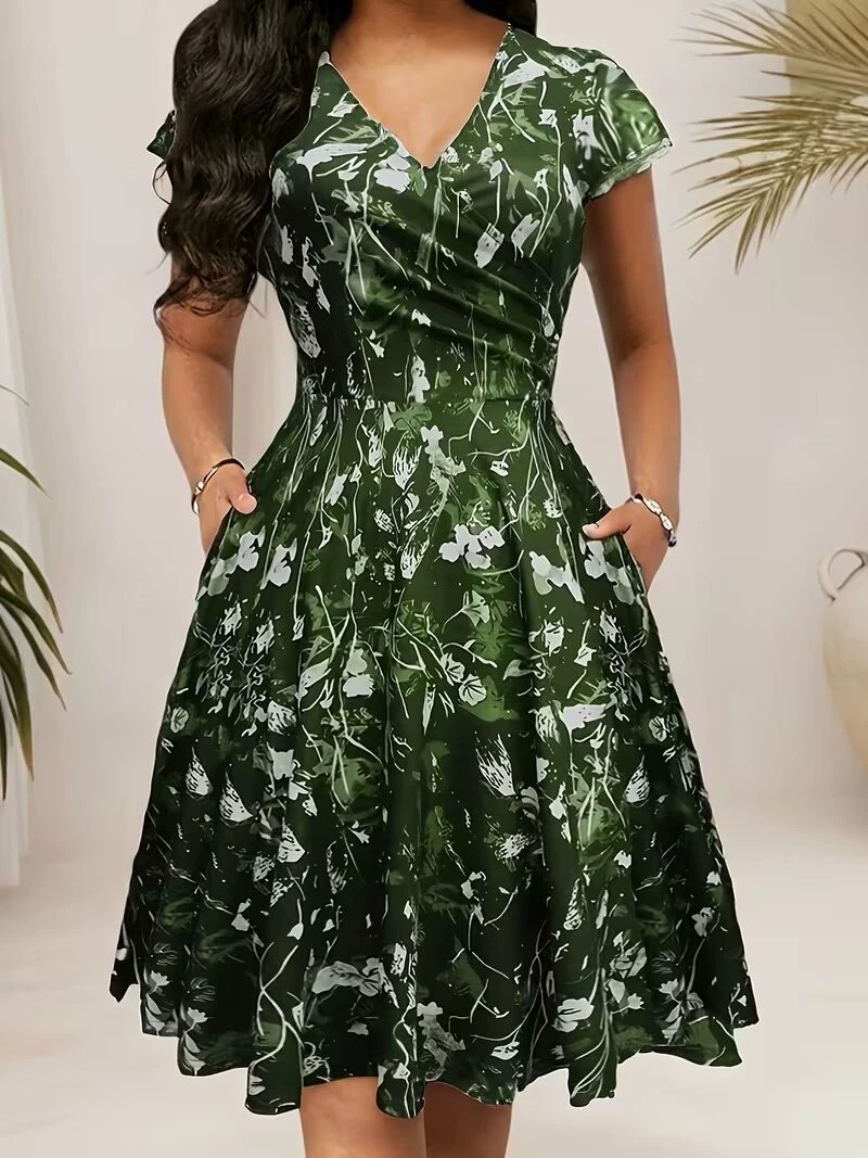 2026 Summer Round Neck Long Dr - French Vintage Floral Midi Dress recension och pris