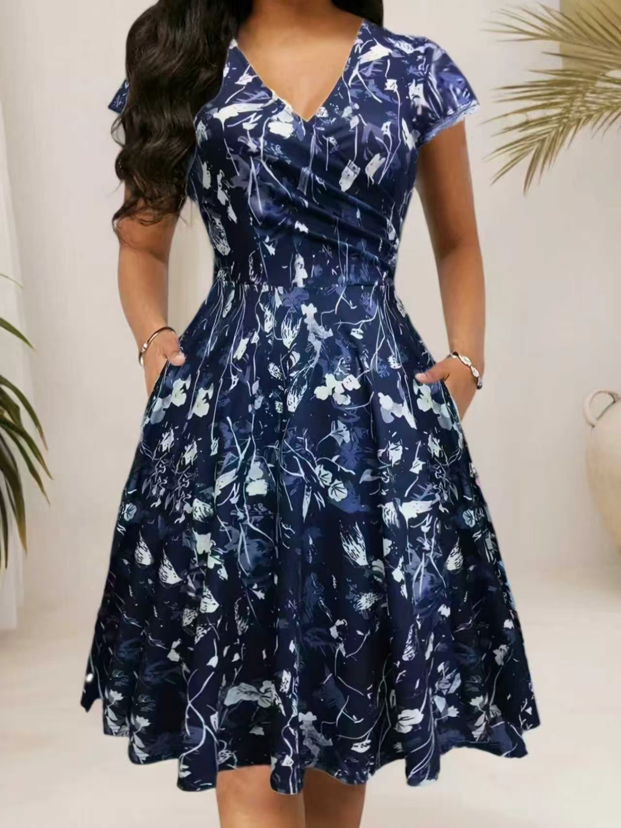 2026 Summer Round Neck Long Dr - French Vintage Floral Midi Dress recension och pris