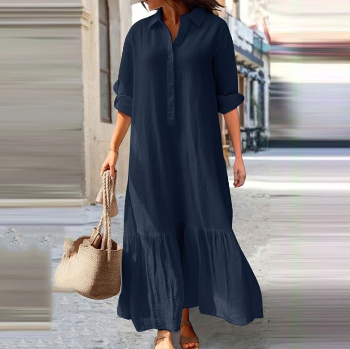 2025 Women's Linen Shirt Dress - Casual Loose Linen Shirt Dress recension och pris