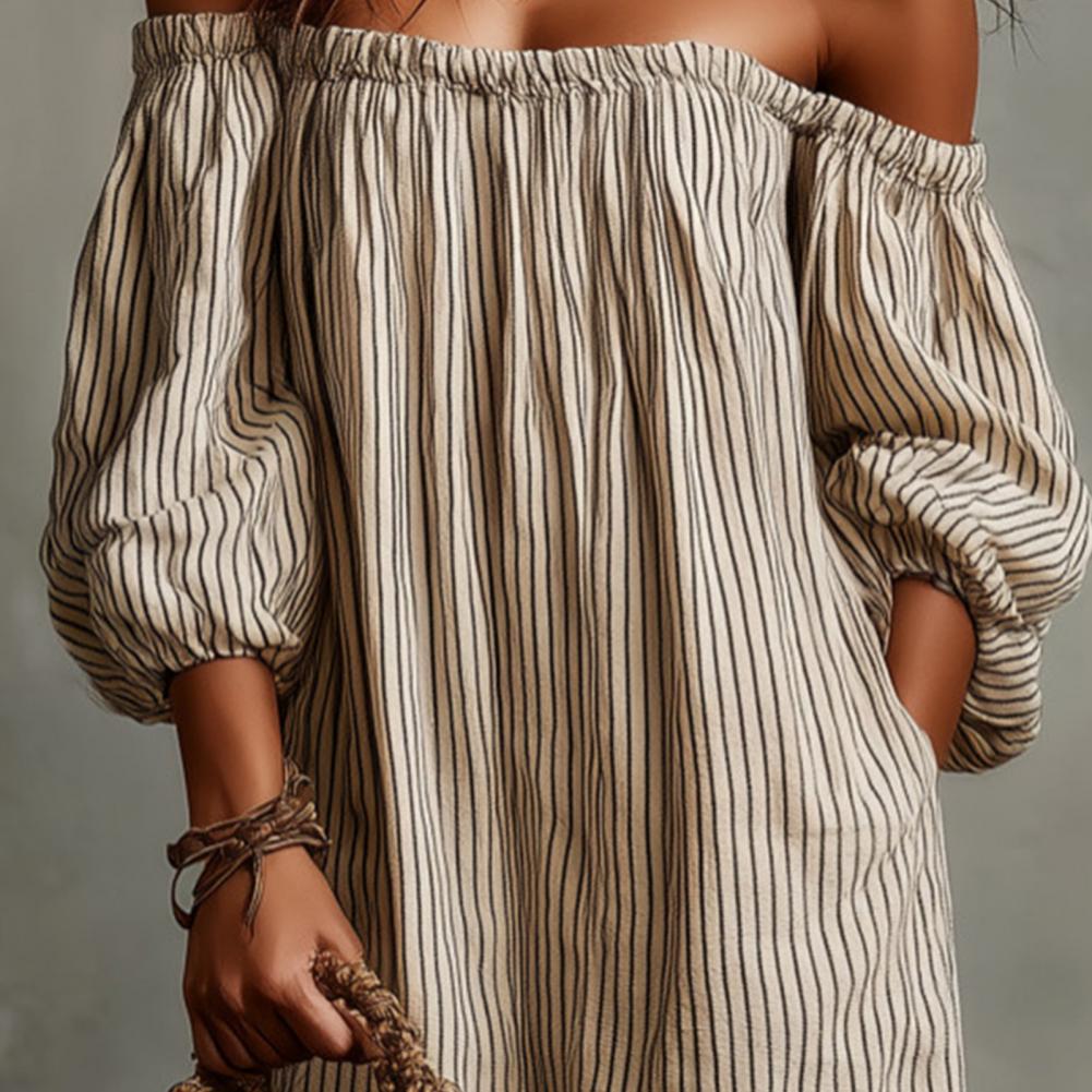 Spring Summer Women's Off Shou - Off Shoulder Puff Sleeve Sundress recension och pris