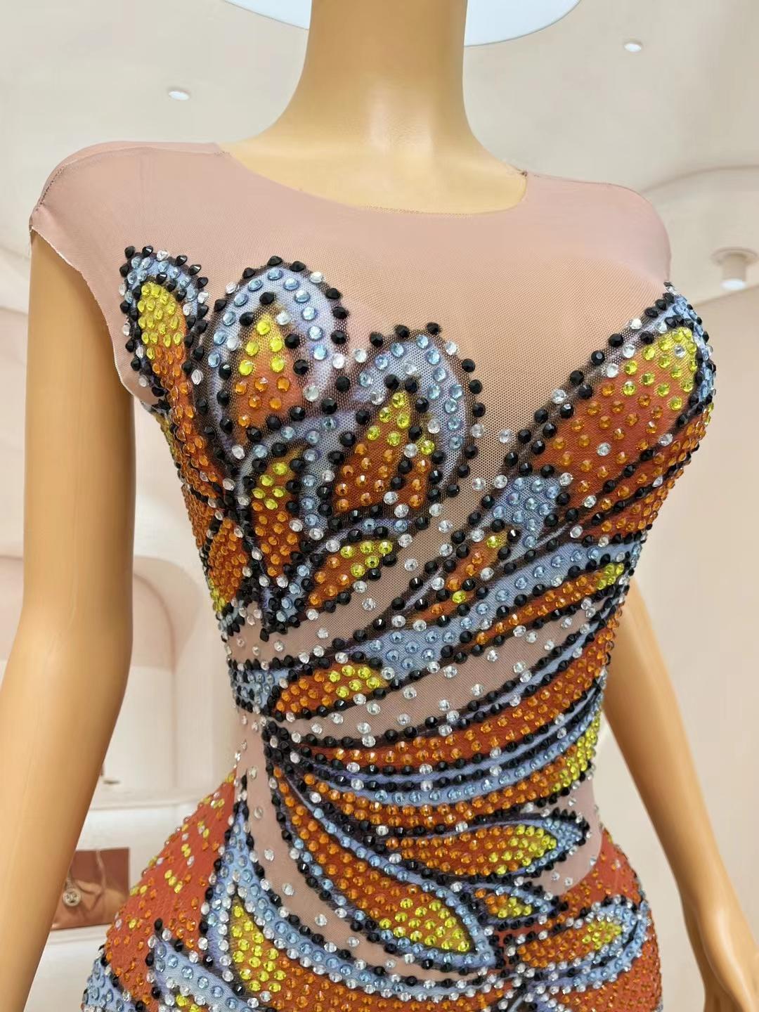 Women Sleeveless Mesh Maxi Dre - Sparkly Rhinestone Club Party Dress recension och pris