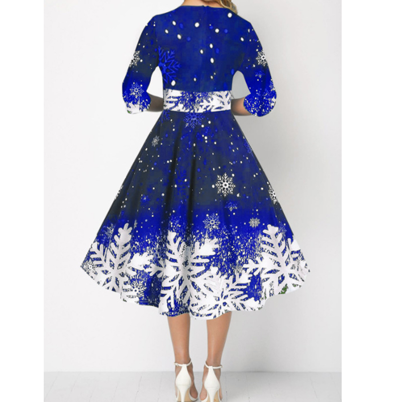 Winter Christmas Dresses Women - French Vintage Floral Midi Dress recension och pris