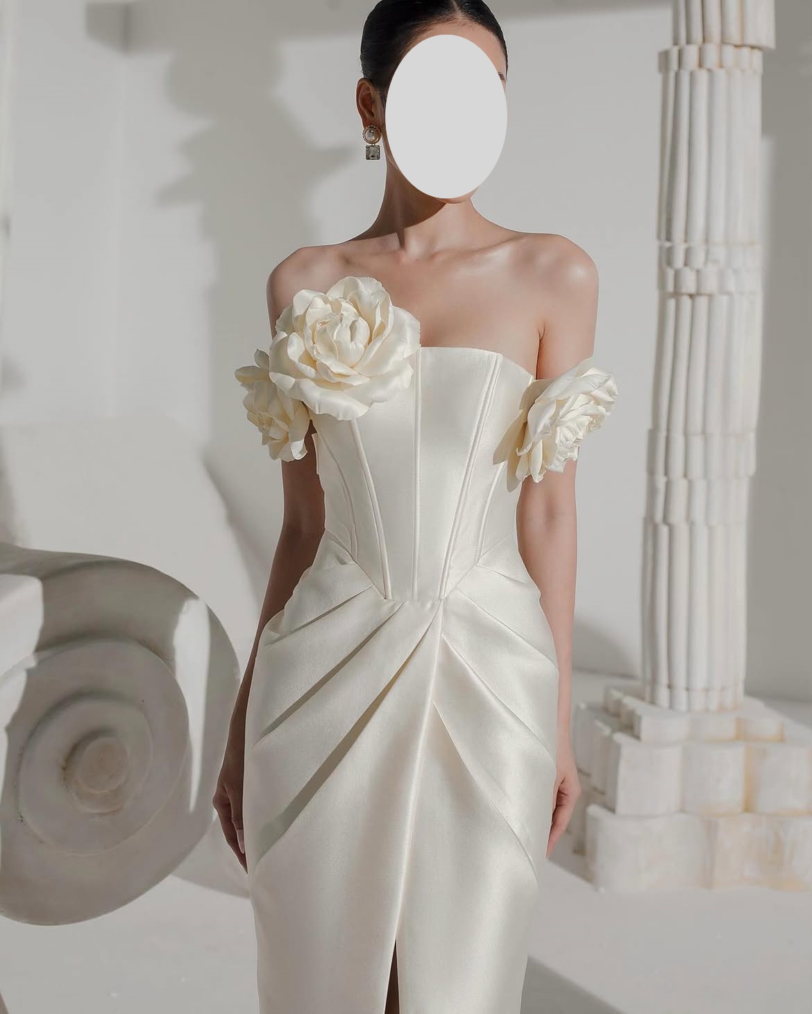 QR Customized Sheath Off The S - Elegant Satin Evening Gown Split recension och pris