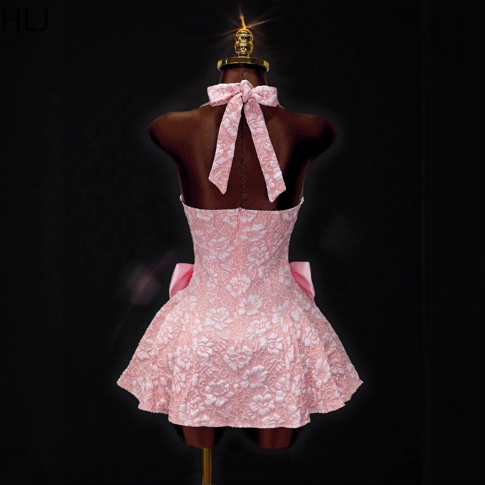 HLJ Y2K Sexy Jacquard Patchwor - Y2K Backless Halter Mini Dress recension och pris