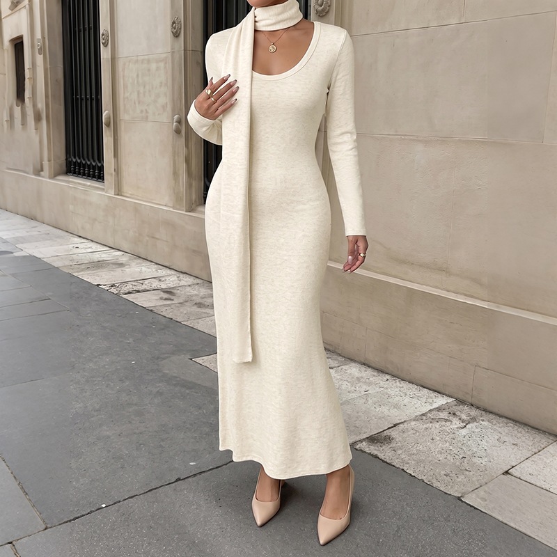 Women Elegant Ribbed Knit Maxi - Bodycon Long Sleeve Ribbed Dress recension och pris