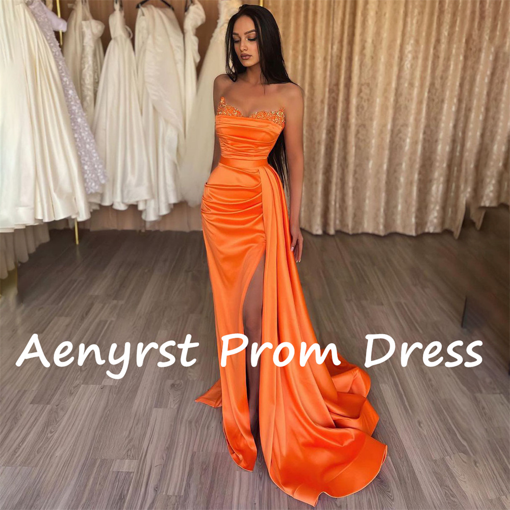 Aenyrst Elegant Strapless Merm - Elegant Satin Evening Gown Split recension och pris