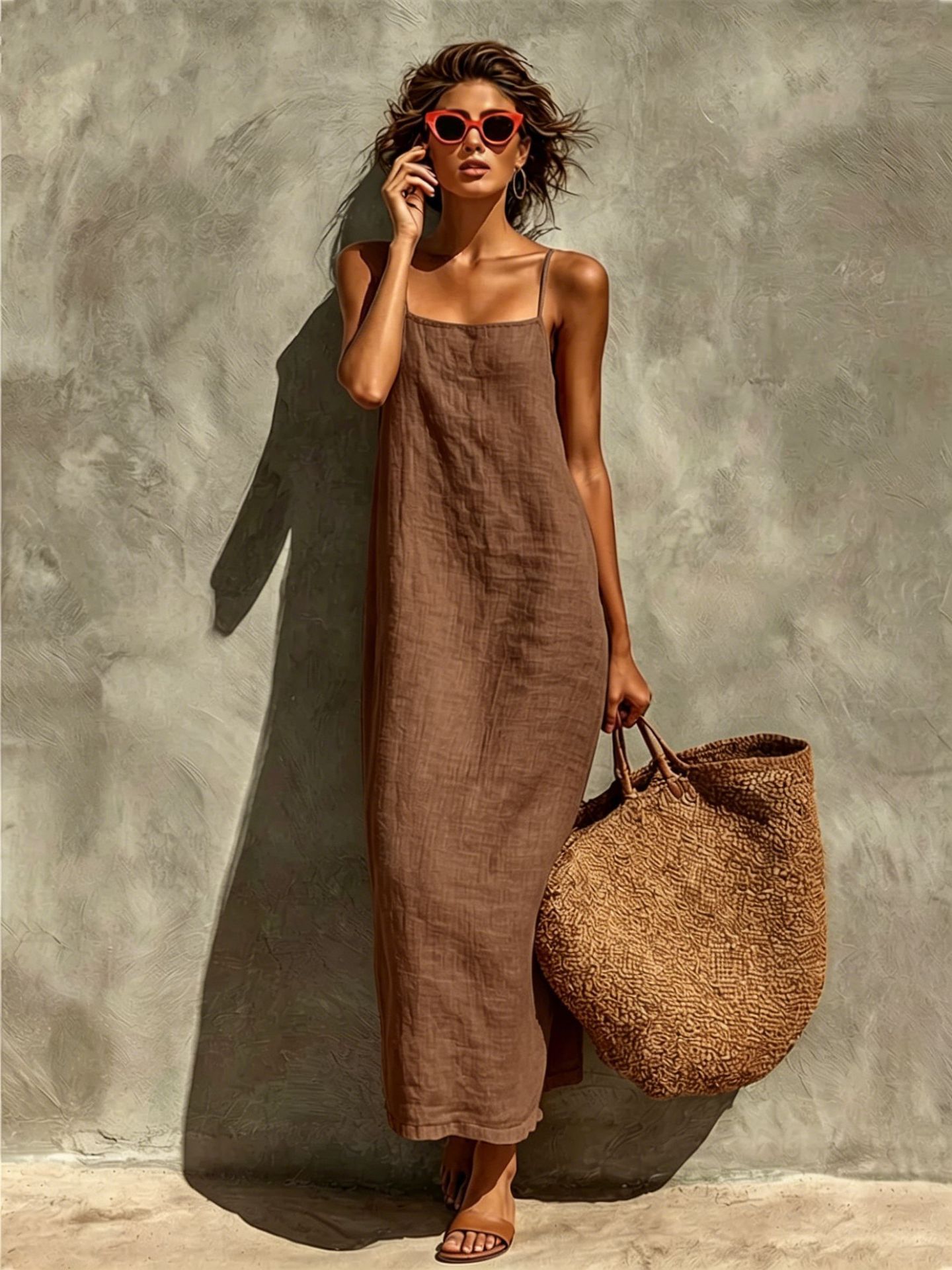 2026 Summer Women Cotton Linen - French Vintage Floral Midi Dress recension och pris