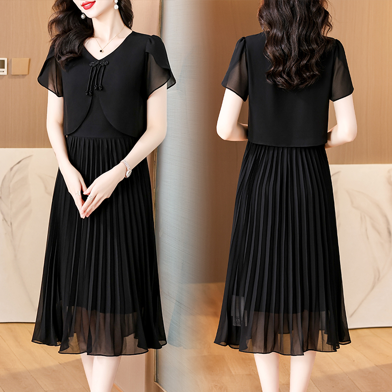 2025 Summer Solid Chiffon Casu - French Vintage Floral Midi Dress recension och pris